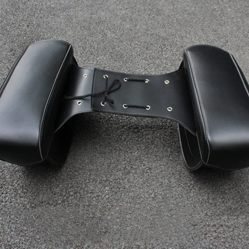 Motorcycle side box saddle bag in retro wind PU leather with 42cm storage dimensions