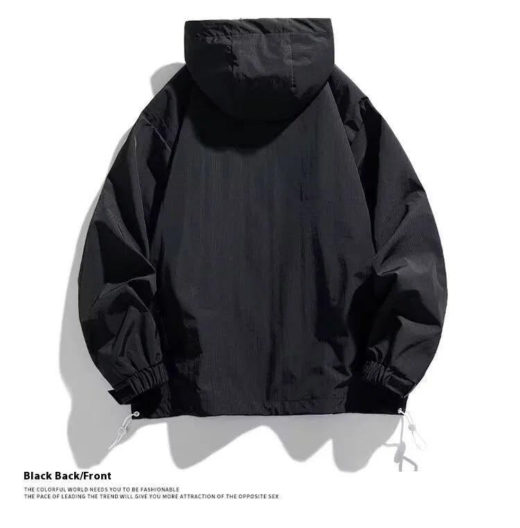 Men's half zip pullover hoodie polyester casual top in spring autumn colours black green orange red