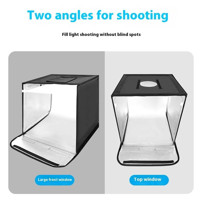 50cm cube photo light box with metal frame and USB-powered lighting panel