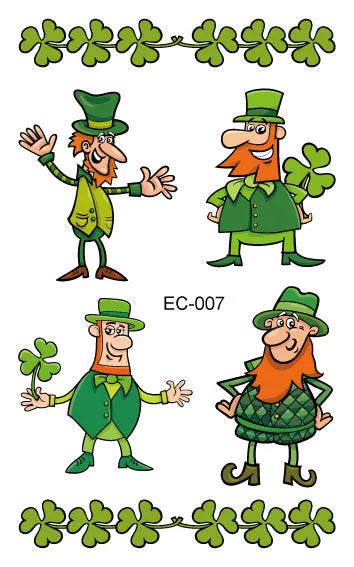 St. Patrick's Day clover tattoo sticker paper measuring 120×75mm with water transfer printing