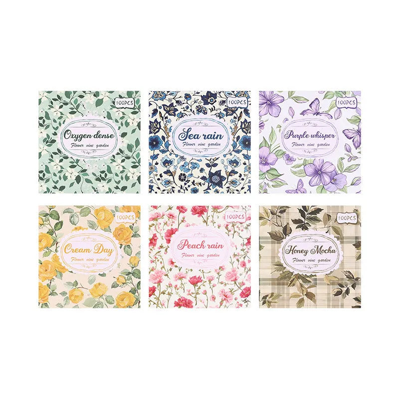 Fan Hua Manyuan hand ledger sticker book in paper brick shape with retro stickers and six cover colour options including Cream Sunny Day and Honey Tea Mocha