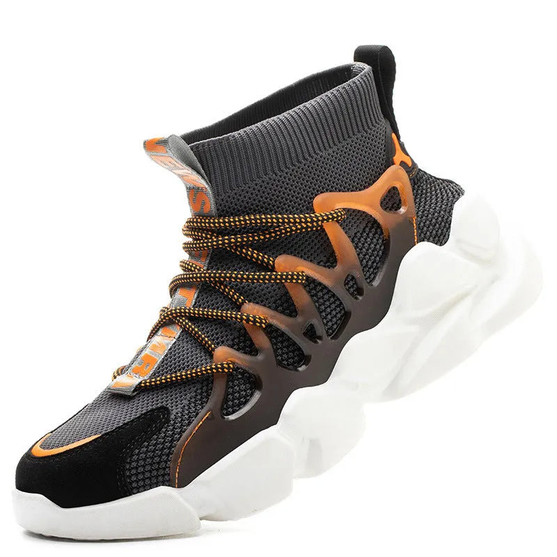 Flying woven breathable protective safety shoes for men, large size, rubber sole, multiple colours