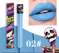 Halloween creative makeup lip gloss in skull-shaped test tube with retro matte gold and silver shades.