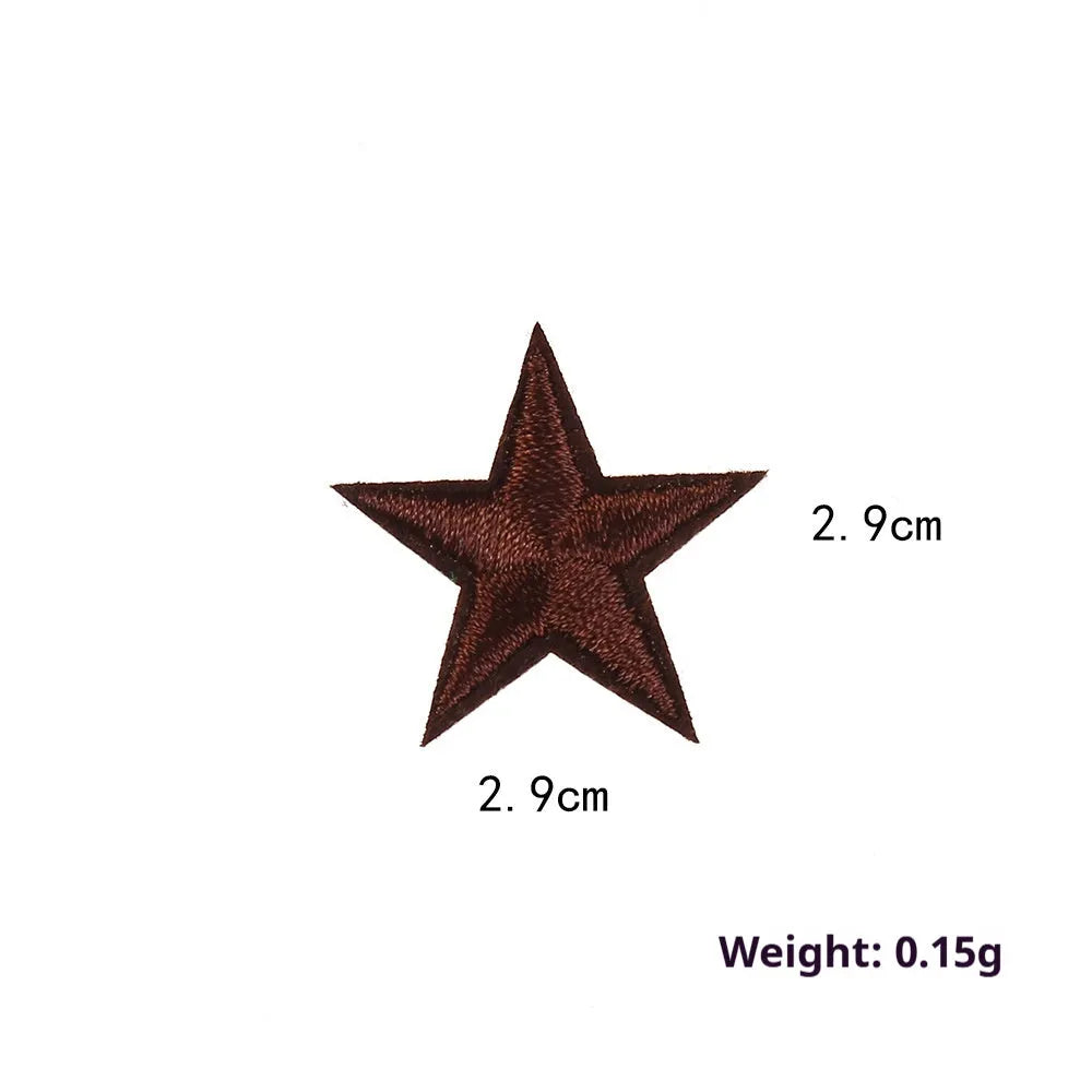 Colourful five-pointed star cloth embroidery labels for DIY clothing decoration.