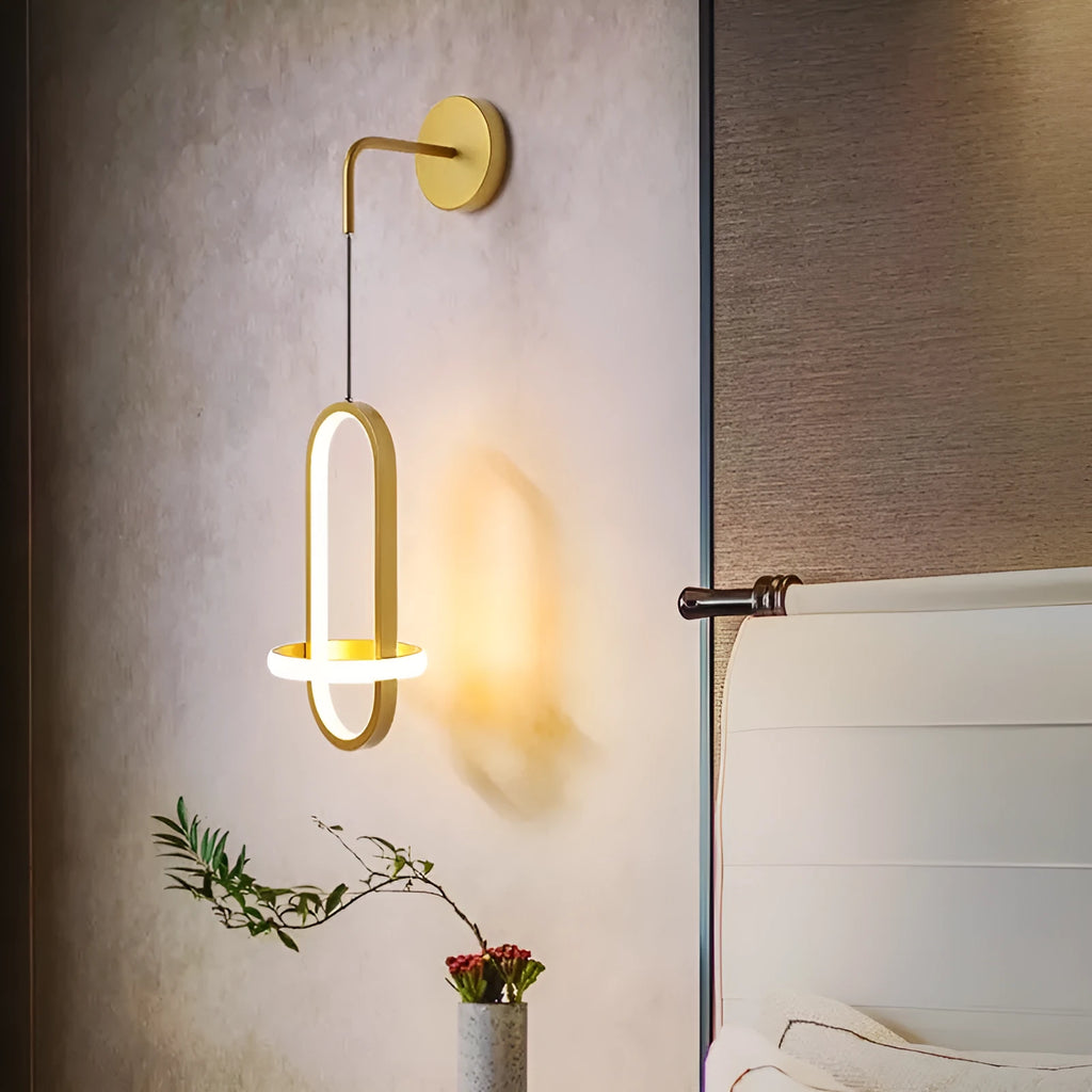 Nordic wall lamp with iron shade in gold finish for bedroom bedside accent lighting