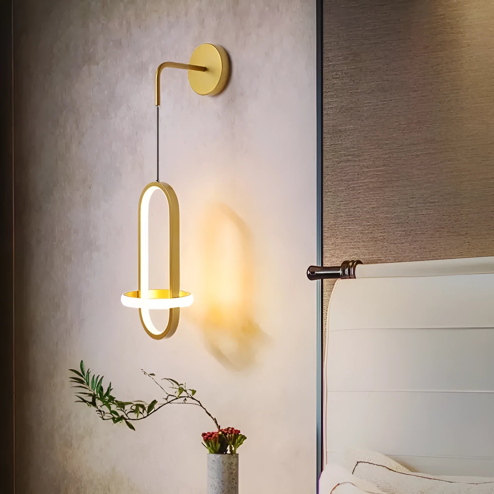 Nordic wall lamp with iron shade in gold finish for bedroom bedside accent lighting