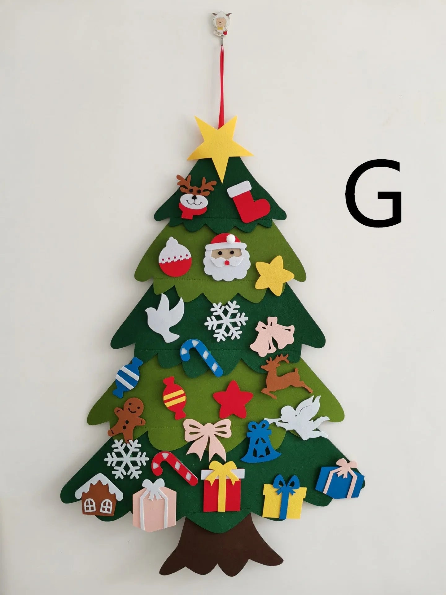 DIY felt Christmas tree multi-layer 3D design 98x70cm with 32 decorations snowflakes Santa reindeer