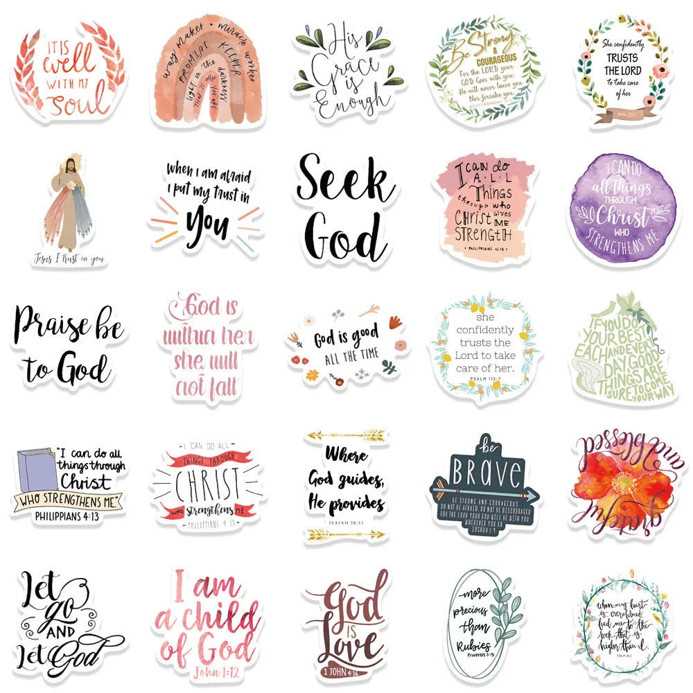 Pack of 50 assorted colourful graffiti design stickers for personalisation