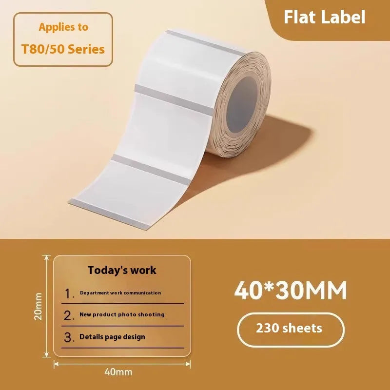 Transparent waterproof adhesive labels in multiple sizes including rectangular and circular formats
