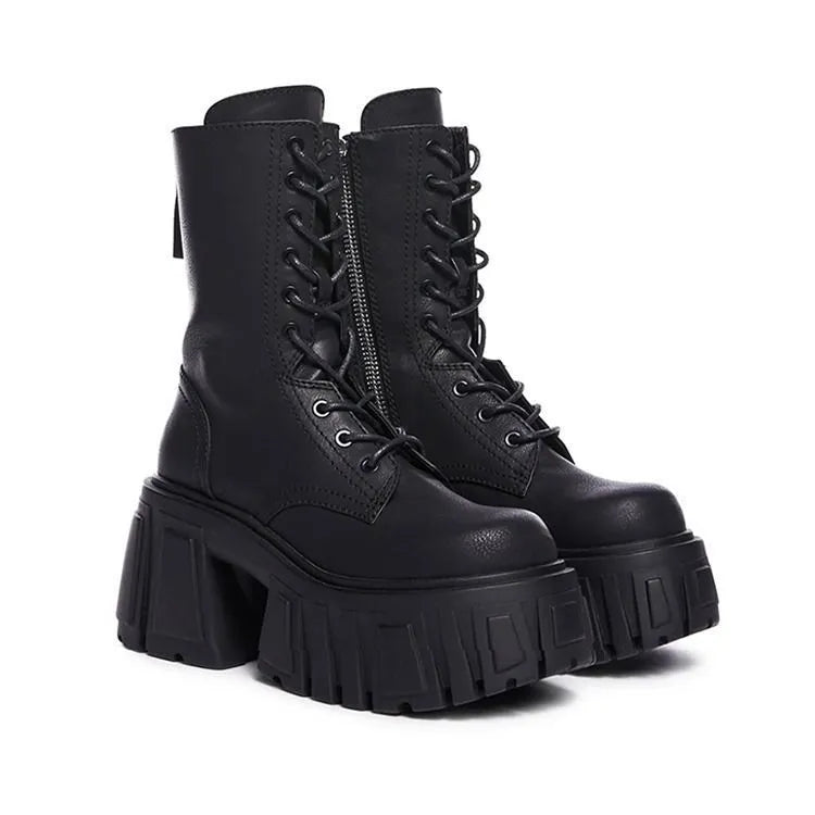 British style punk Martin boots in Black 518 with cross strap and pointed toe