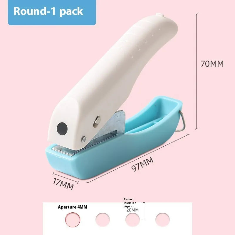 Manual 4mm punching machine with love heart, star, and round shape heads for paper crafts