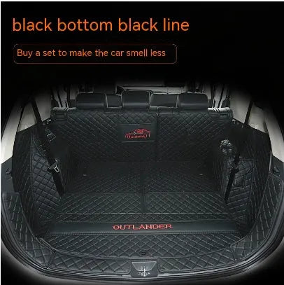 Mitsubishi Outlander 3D boot liner with high edges in a wine red colour with contrasting beige lines.