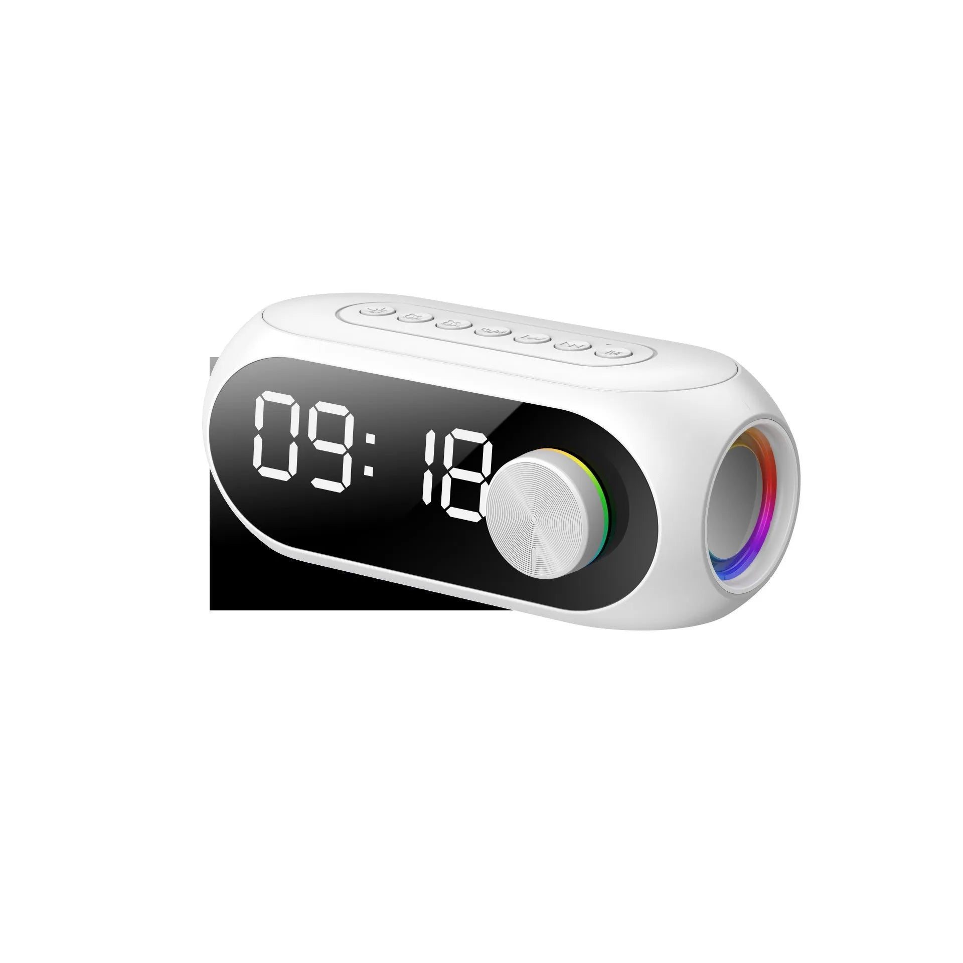 S8 Black portable mini Bluetooth speaker clock with extra bass and USB charging cable