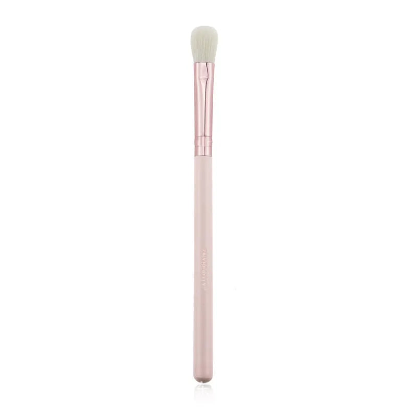 26 pink makeup brushes with wool heads and wooden handles in PU carrying case