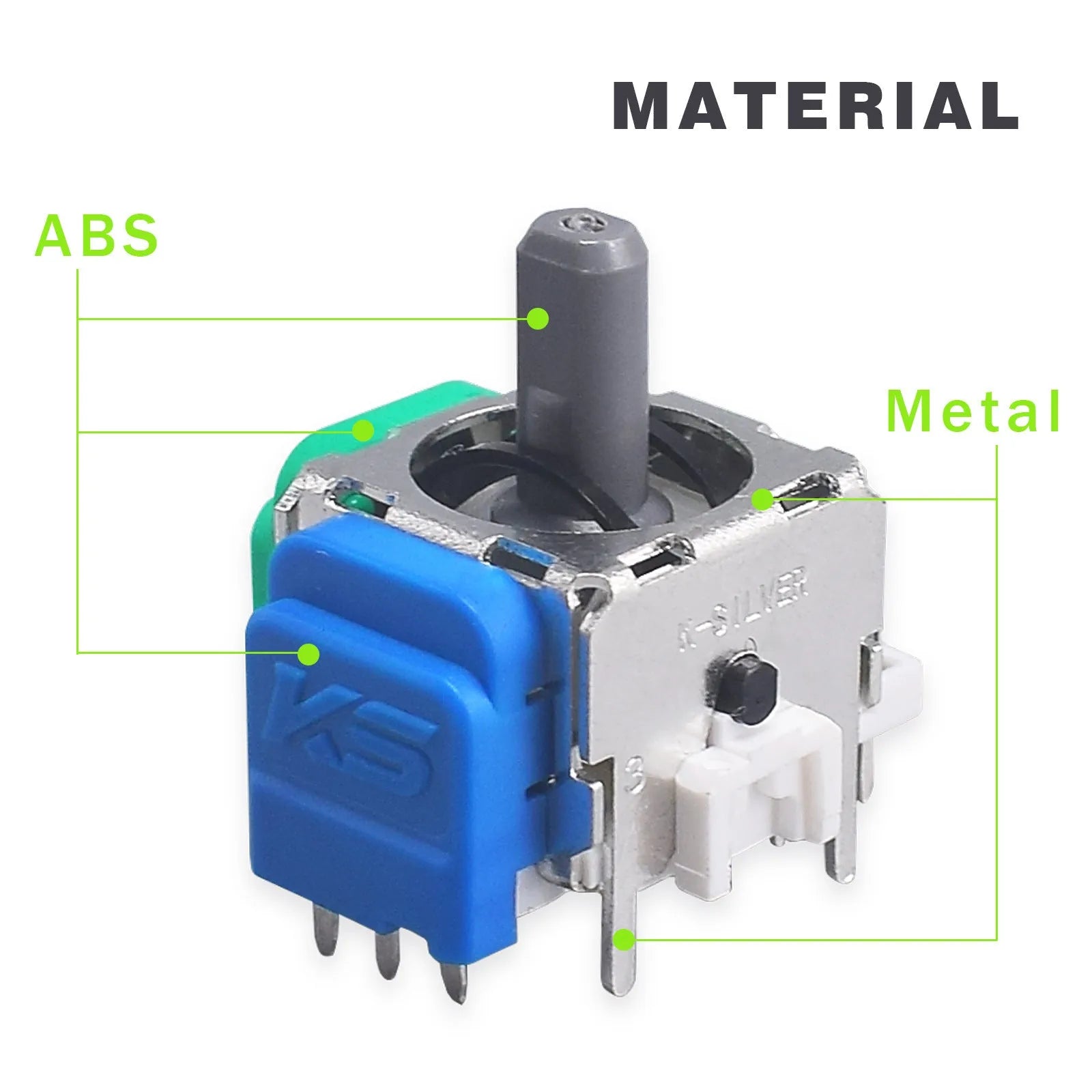 A single black hall rocker magnetic joystick component for gamepad repair.