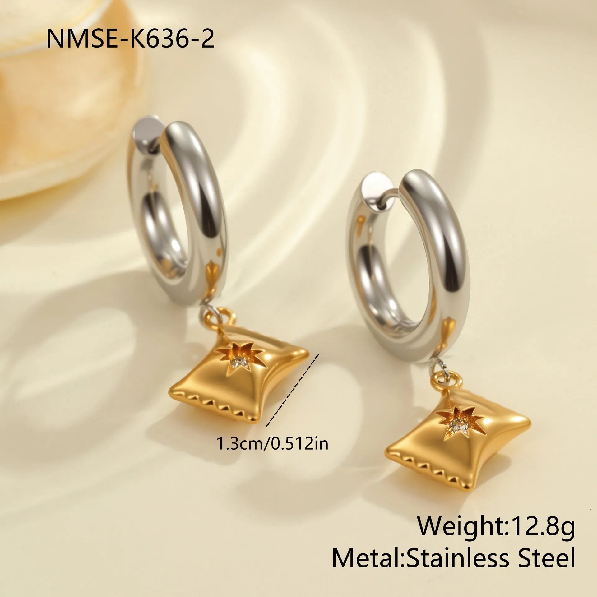 Christmas tree earrings stainless steel 18K gold plated heart star geometric dangle jewellery