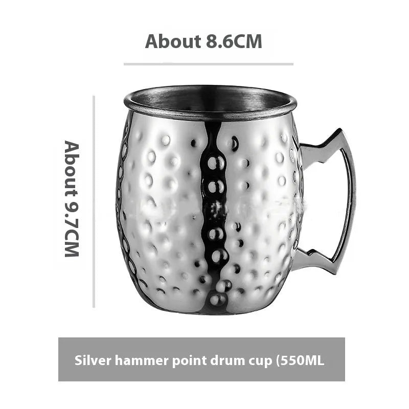 Copper plated stainless steel Moscow mule cup in a choice of hammered or smooth finish and multiple colours.