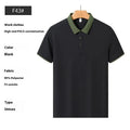 Polo shirt preppy style with green collar, short sleeves, on white background