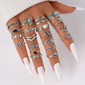 Alloy women's ring set butterfly love motifs silver tone floral geometric shape