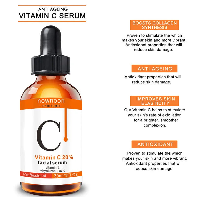Vitamin C Facial Serum 30ml bottle with snow lotus extract for hydration, picture colour