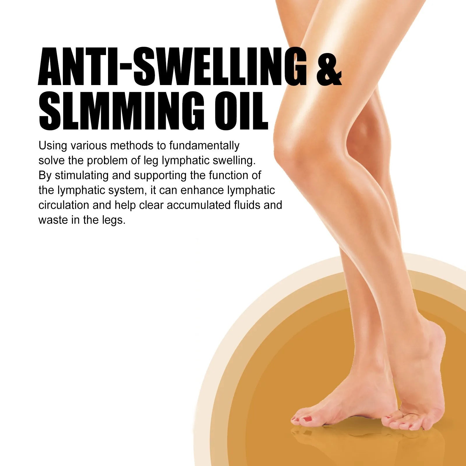 50ml bottle of moisturising body essential oil with natural extracts for skin care and leg massage.