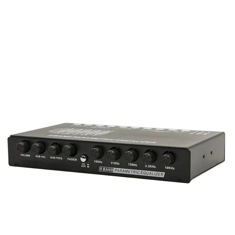 Black car audio EQ tuning frequency division amplifier with control panel for six-channel output