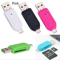 USB 2.0 OTG dual-purpose card reader for mobile phones and computers in multiple colours
