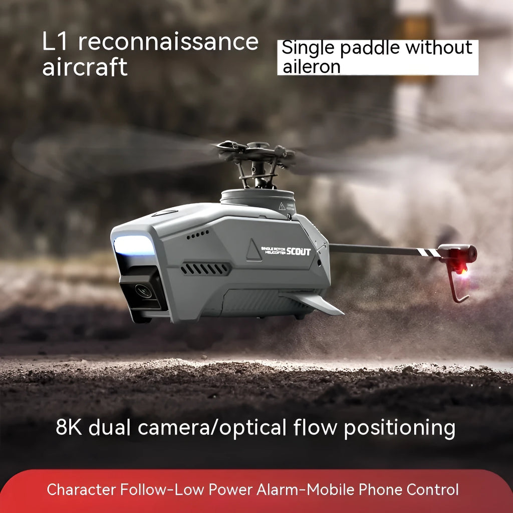 Four-channel single paddle helicopter drone with 8K dual camera and optical flow auto-follow in colour L1 Single Paddle