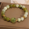 Xiuyan jade green women's bracelet in an original light luxury Mori style design.