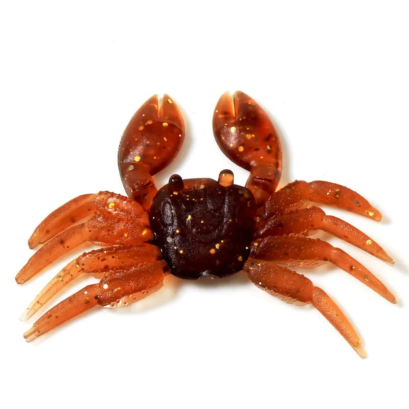 8cm PVC soft crab fishing lure in red and brown colour options