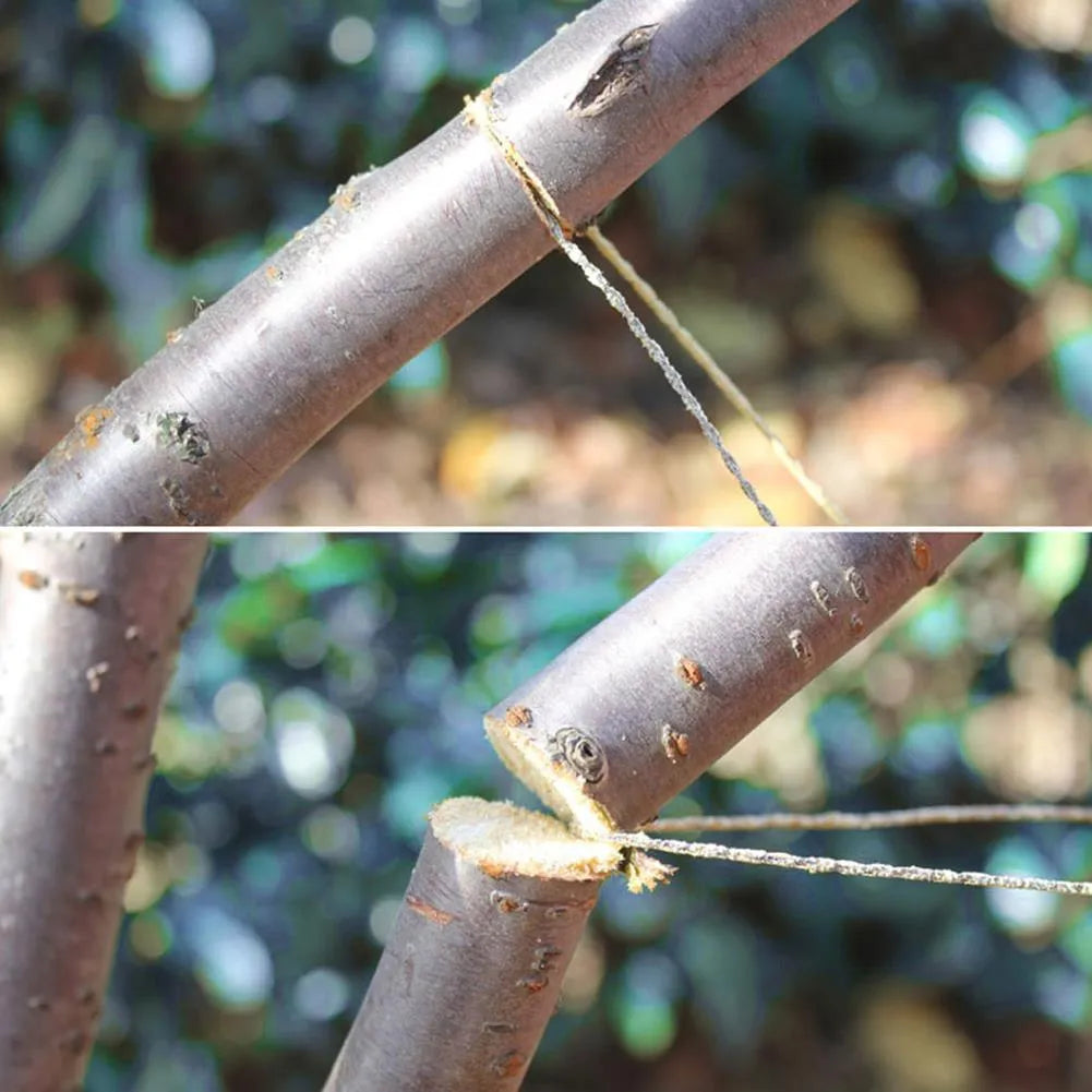 Manual cutting chain saw with handle and wire rope for garden pruning