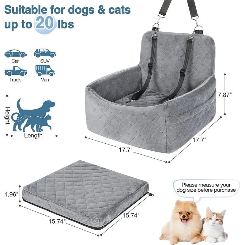 Black pet car mat made of Holland Velvet with dimensions 48x48x13cm on a car rear seat