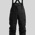 Men's black waterproof ski trousers with adjustable belt straps made from thick linen fabric.