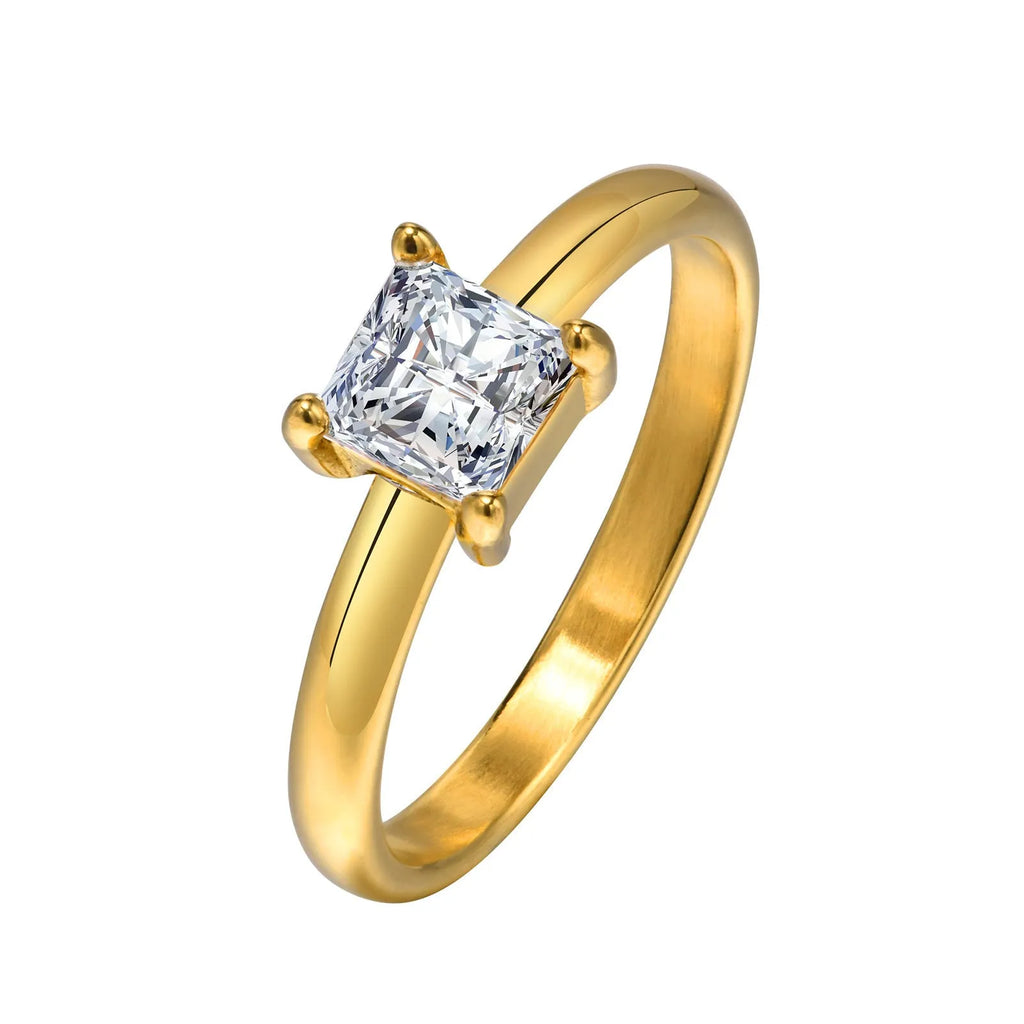 Women's stainless steel open ring with electroplated finish, U-shaped geometric design, fashion OL style, size no.6 to no.9