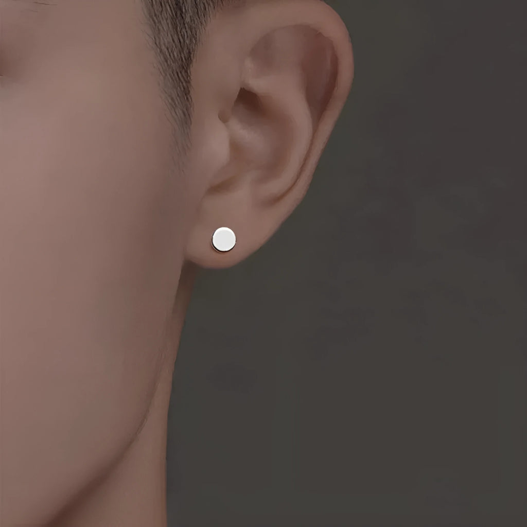 Sterling silver S999 flat ear bone studs in silver and black electroplated finishes