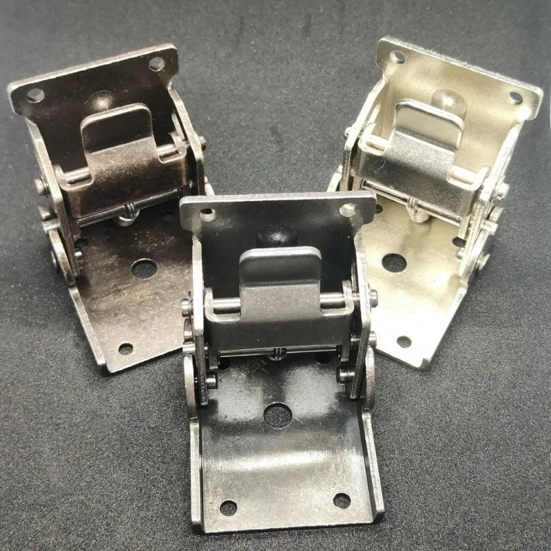 Furniture foot folding hinge with invisible self-locking mechanism in multiple colour finishes
