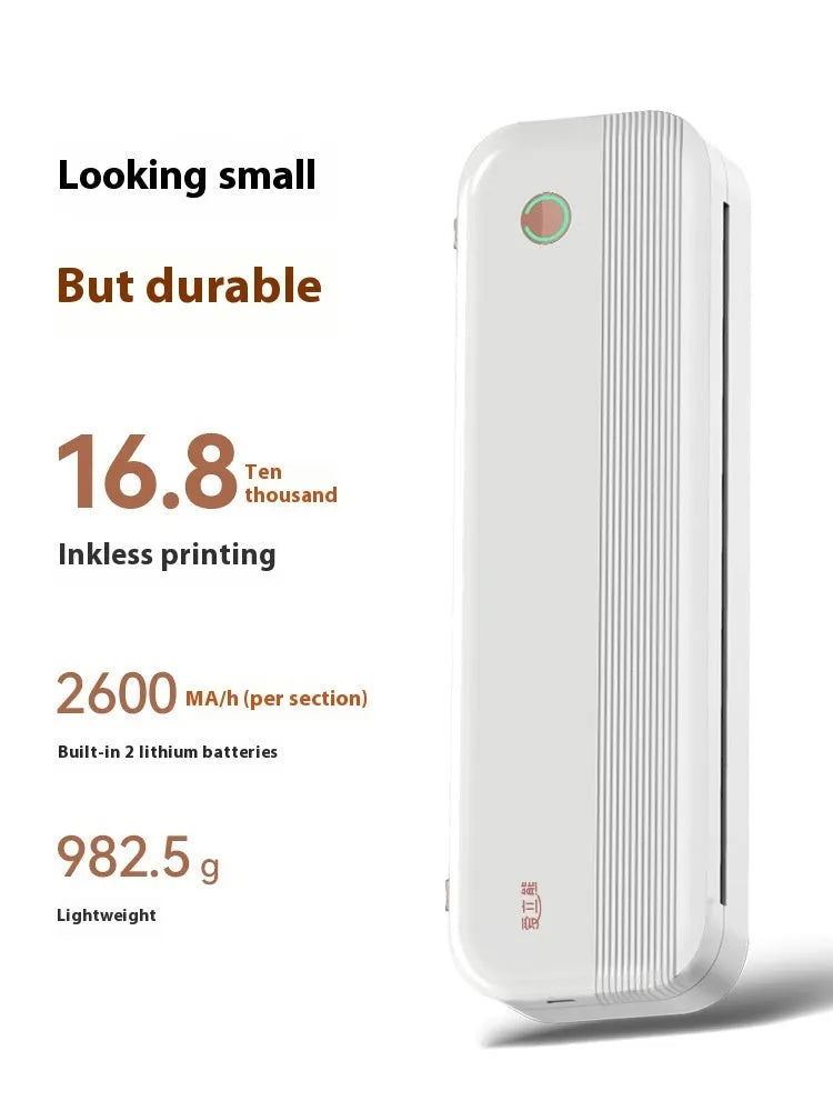 Ailixiong P40 mini portable A4 thermal printer in blue or white, showing compact size.