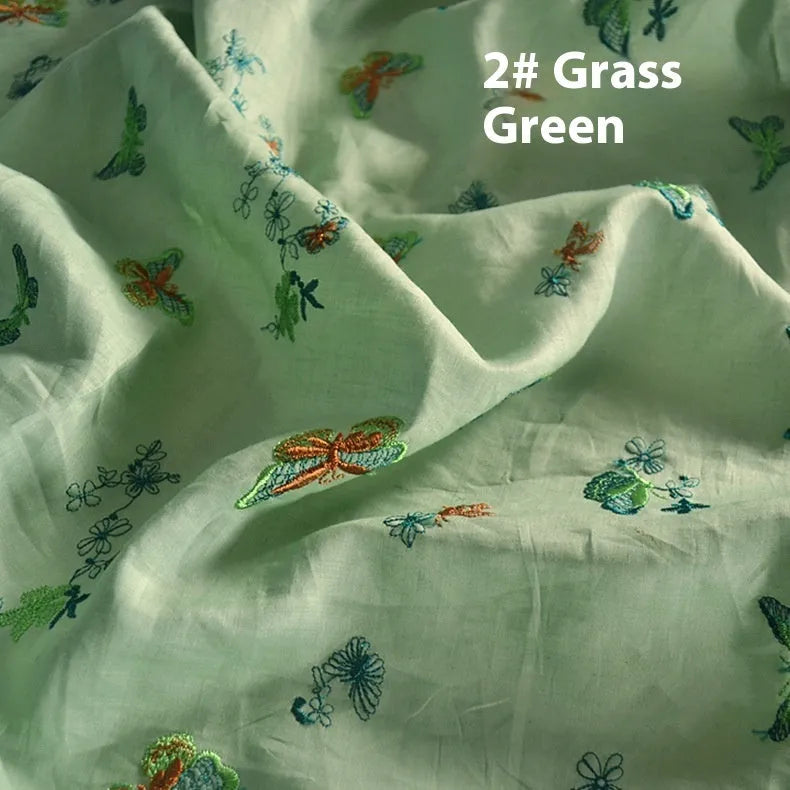 Pure ramie embroidery cloth fabric for Hanfu making in beige, green and dark green colours