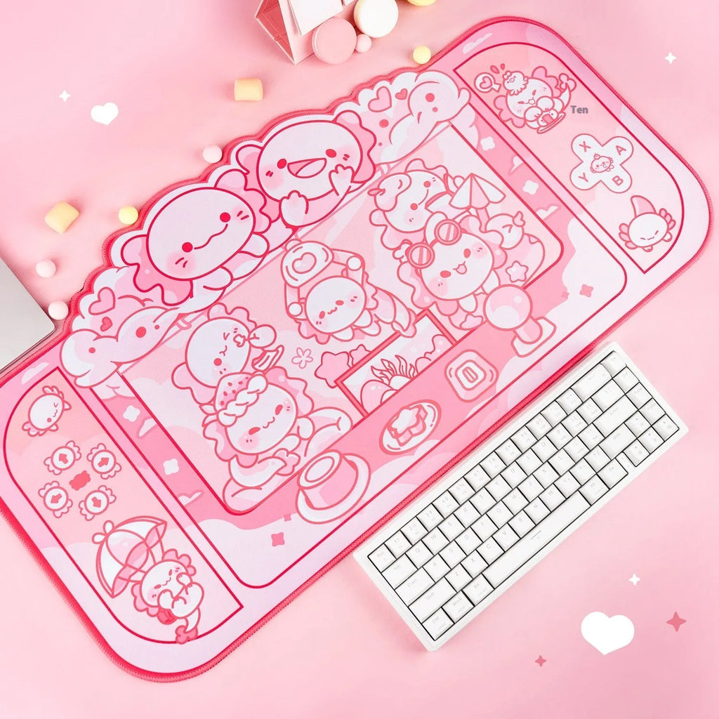 Hexagonal dragon crane machine mouse pad with cartoon anime design measuring 75×40cm