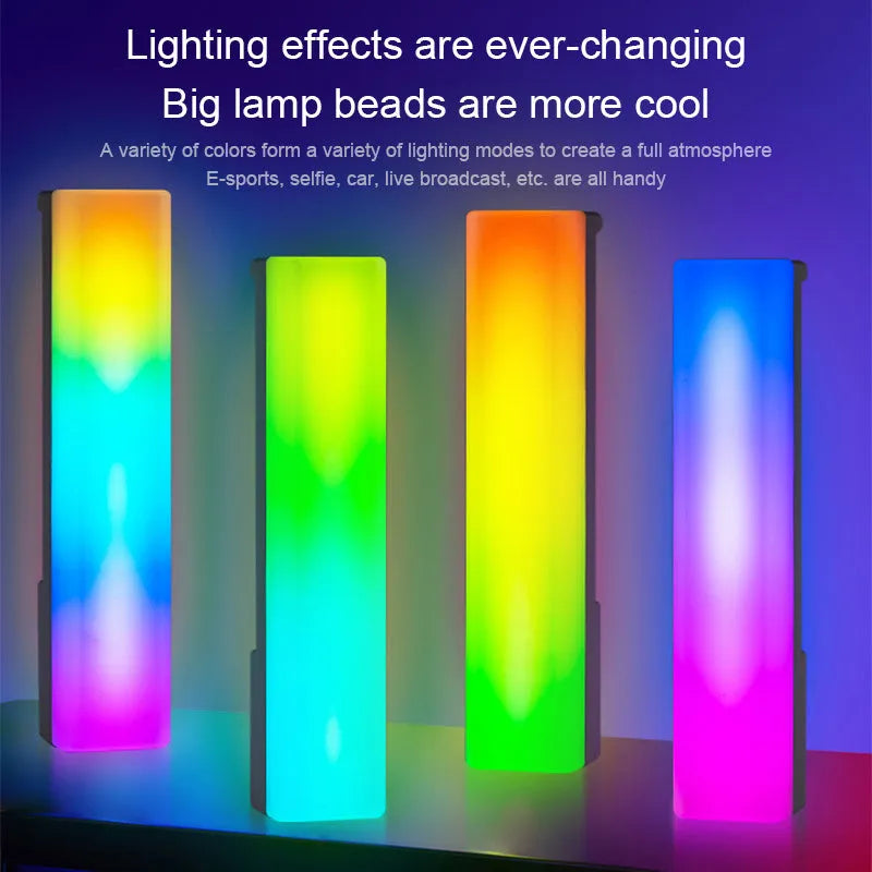 3D RGB table top ambiance lamp with voice-activated rhythm lighting in white or black shell