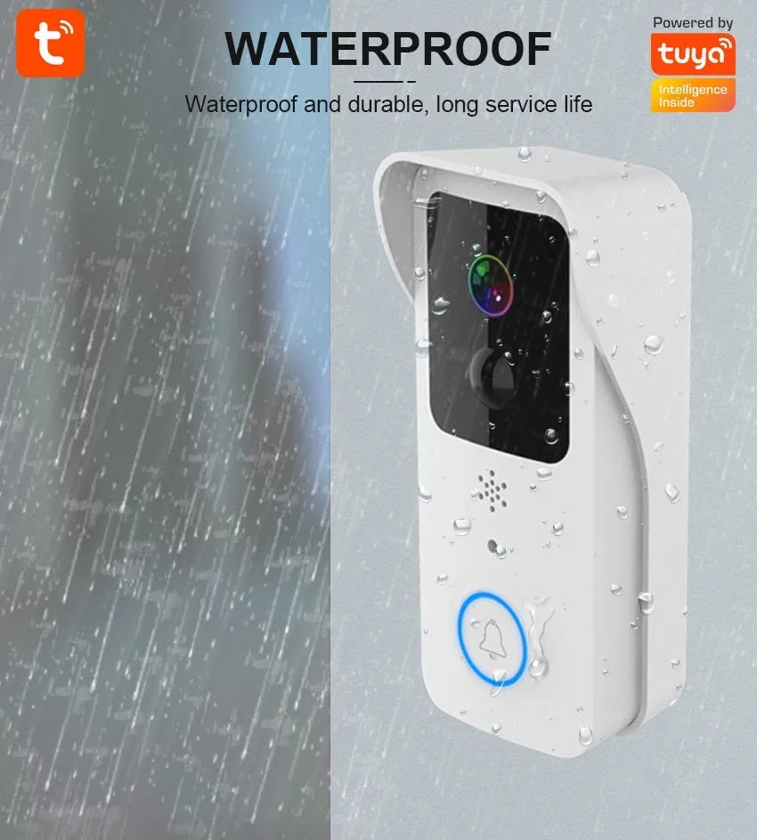 Black and white waterproof HD visual doorbell intercom for home security with APP notifications