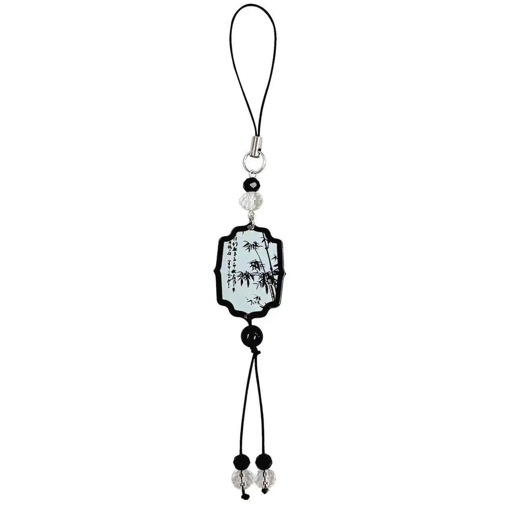 Guofeng Chinese-style floral bead keychain with baked varnish finish in Fan colour design.