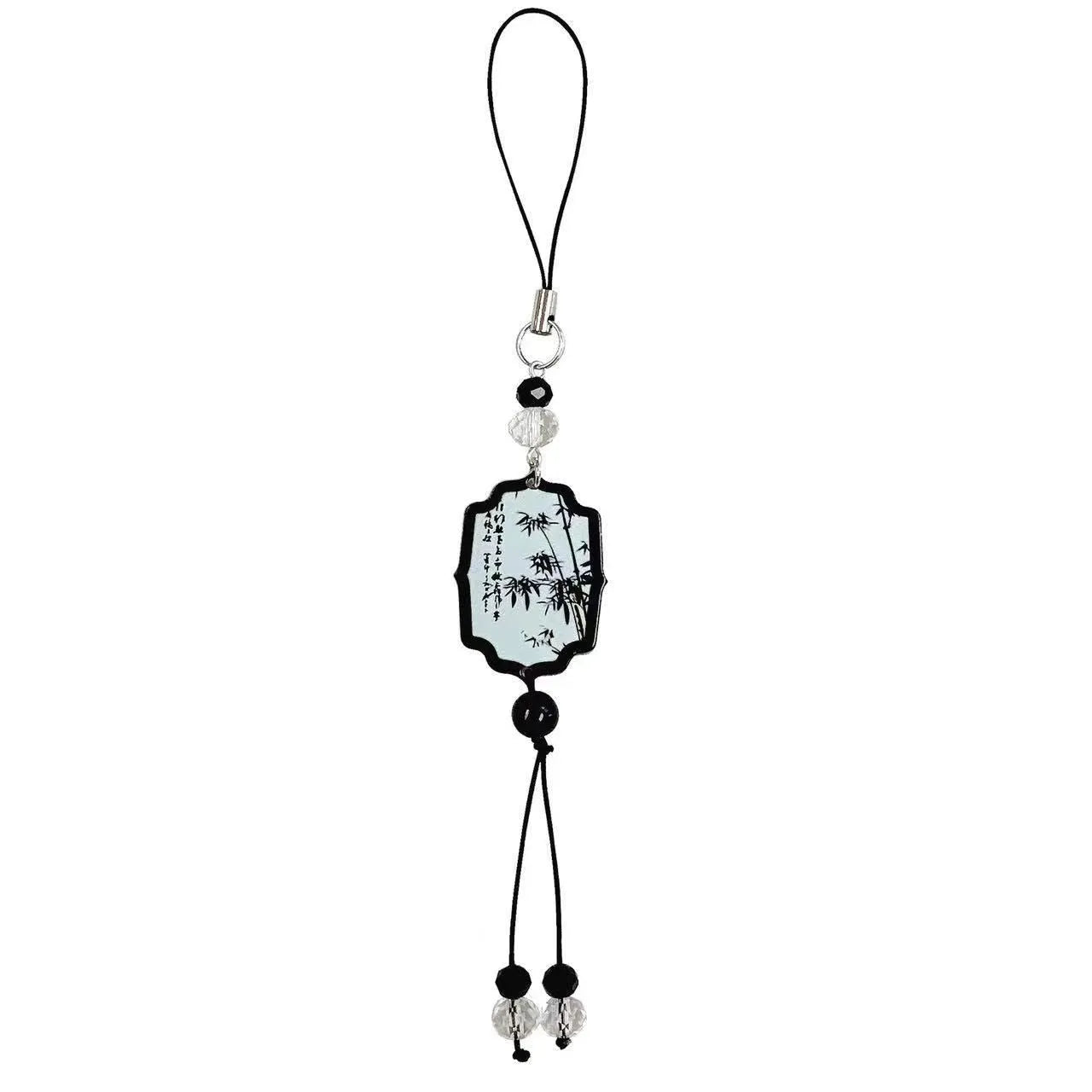 Guofeng Chinese-style floral bead keychain with baked varnish finish in Fan colour design.