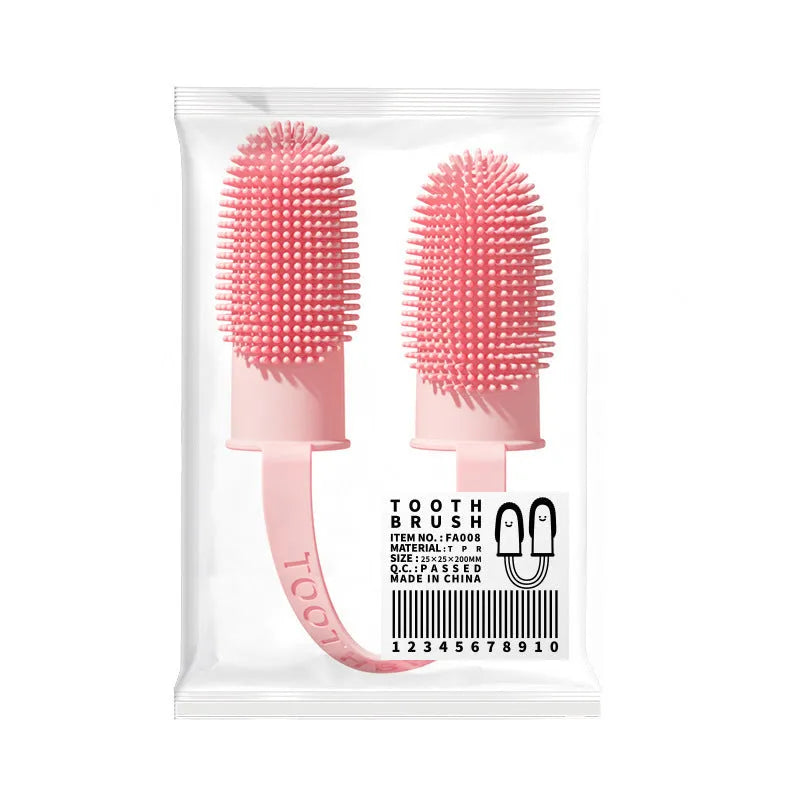 Pet dental care finger toothbrush set with dual silicone finger covers for dog and cat teeth cleaning