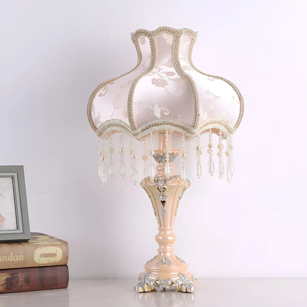 European style table lamp 55cm high with remote control tricolour light for bedside use