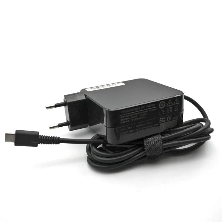 Black 65W Type C PD laptop charger power adapter with compact square design