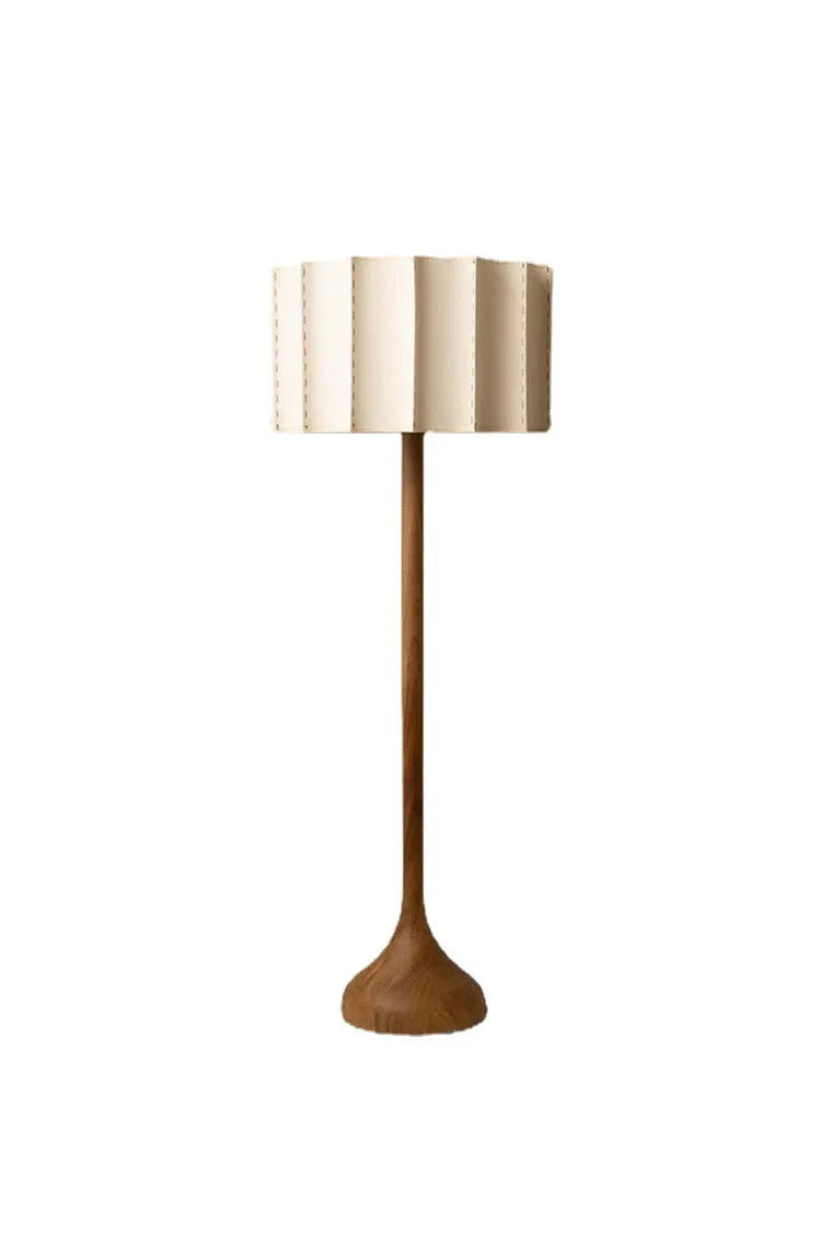 Japanese-style solid wood table lamp with three-colour light, 32x50cm size, on wooden side table in living room