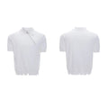 Men's black knitted polo shirt with oblique zipper and slim-fit ice-feel design