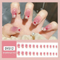 Red and white love gradient nail stickers with starry sky pattern and glue tube