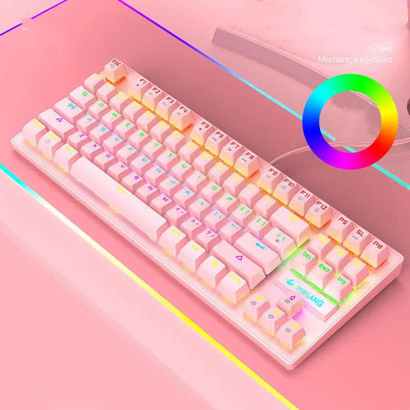Mechanical keyboard with ABS casing in black, white, pink or blue colour options for notebook computers